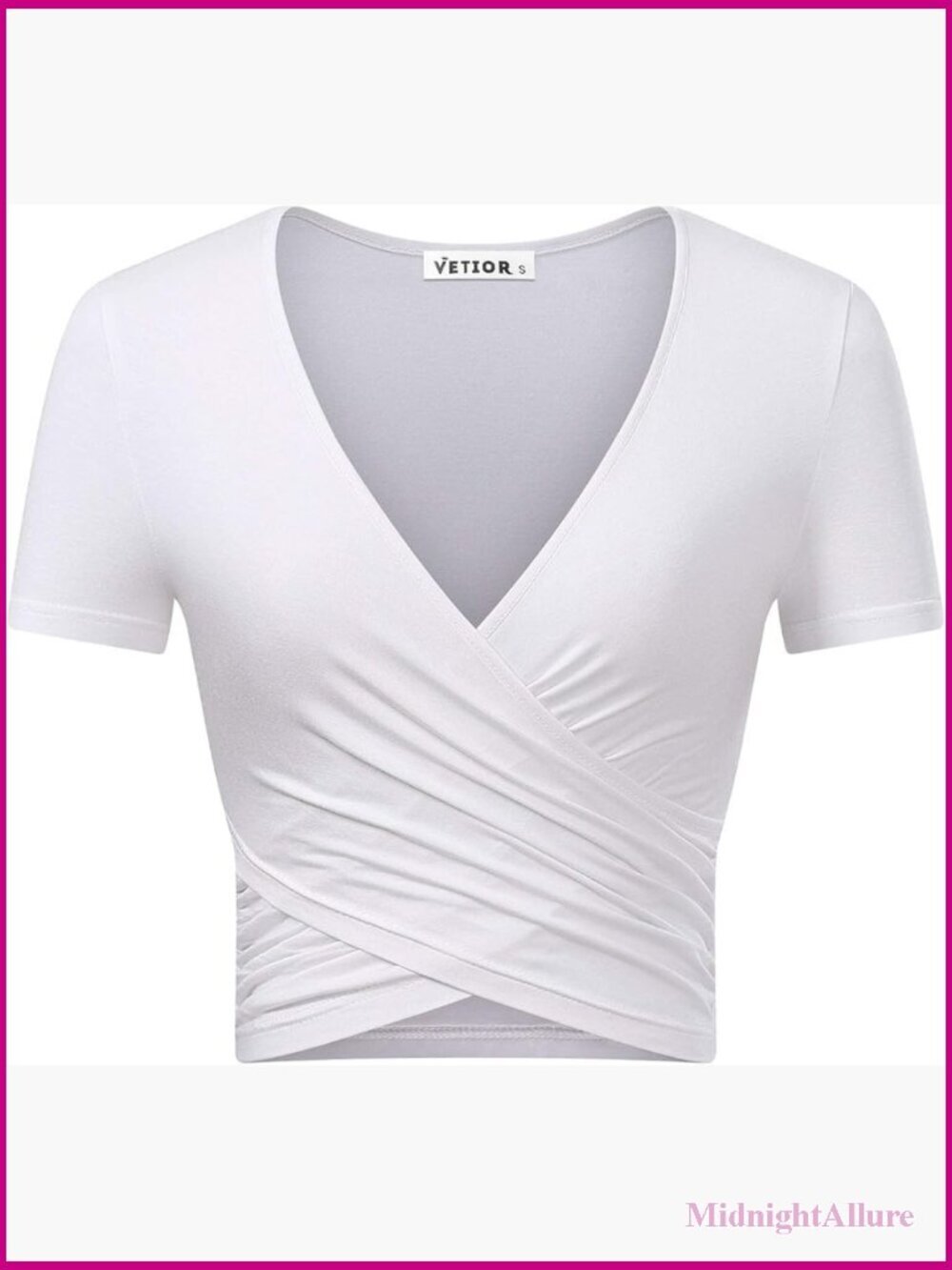 Women's Deep V Neck Short Sleeve Slim Fit Cross Wrap Crop Top Going Out Tops